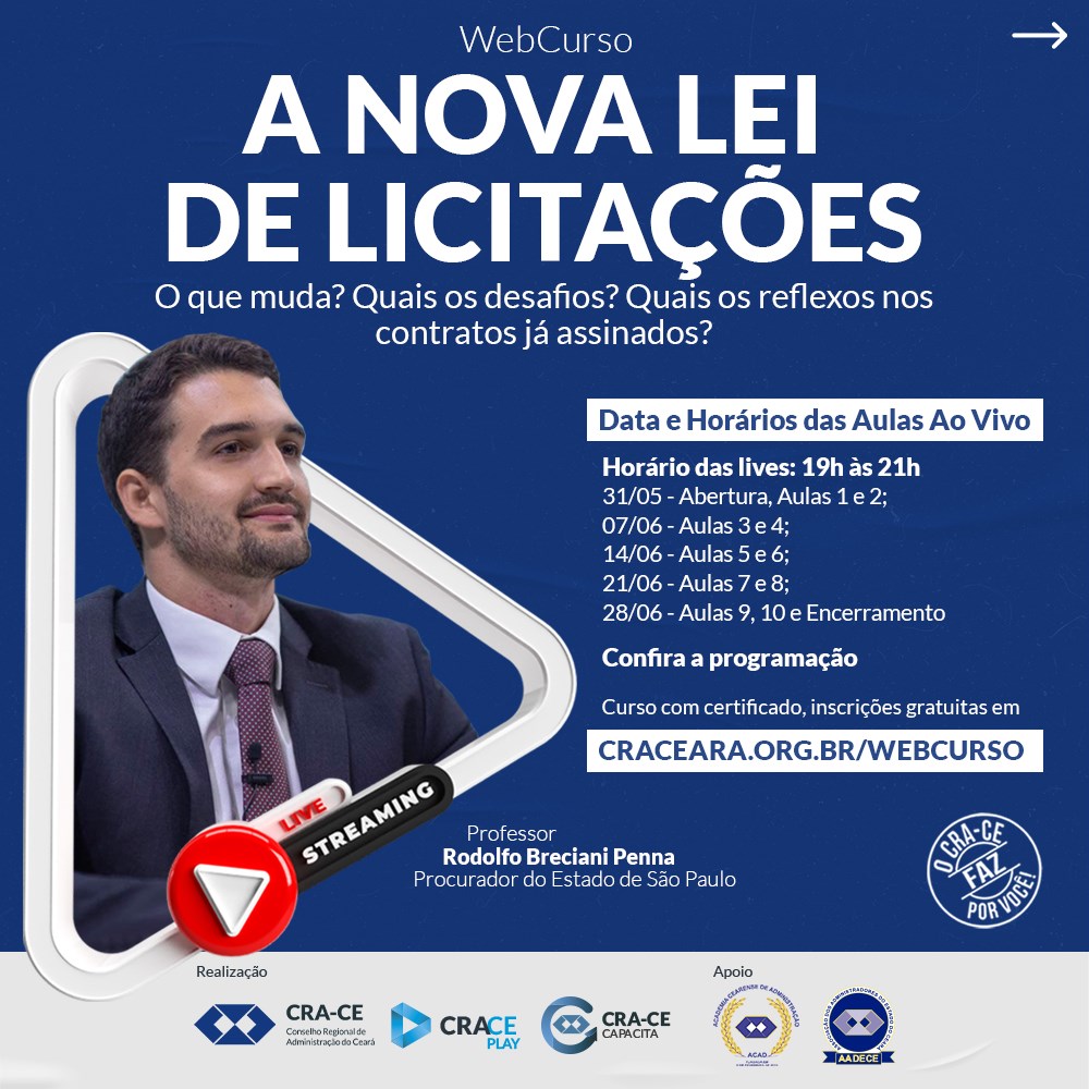 CRA-CE promove curso 100% online sobre A Nova Lei de Licitações