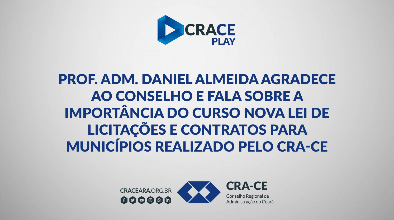 Agradecimento do Professor da Pós-graduação de Licitações e Contratos da FANESE, Adm. Daniel Almeida
